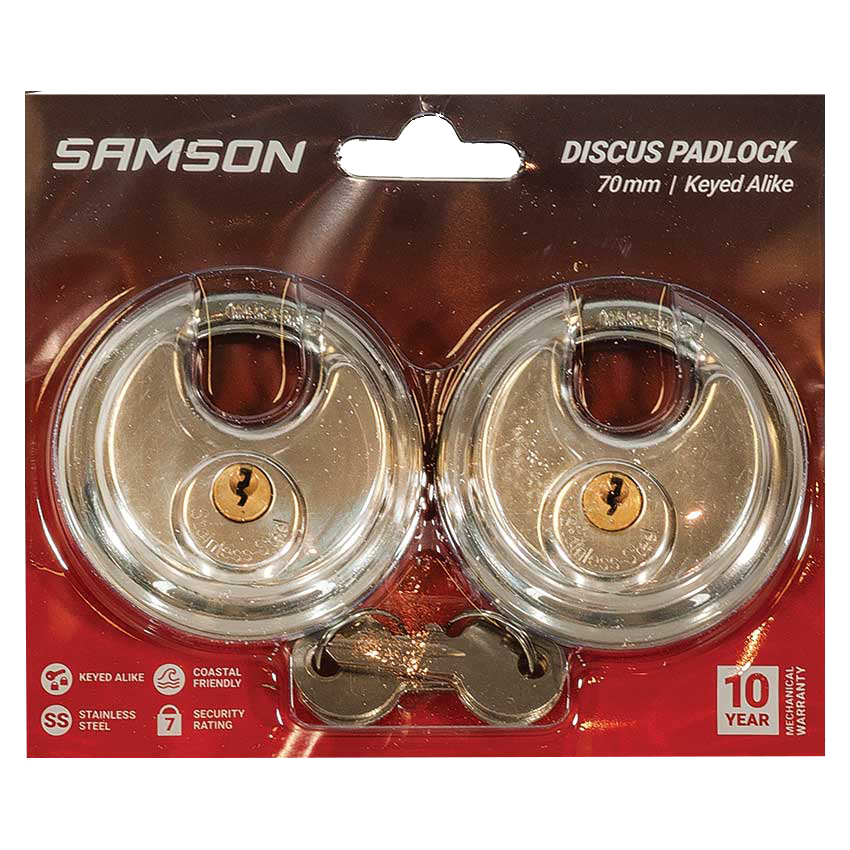 Samson Padlock Discus 70mm - 2 Pack