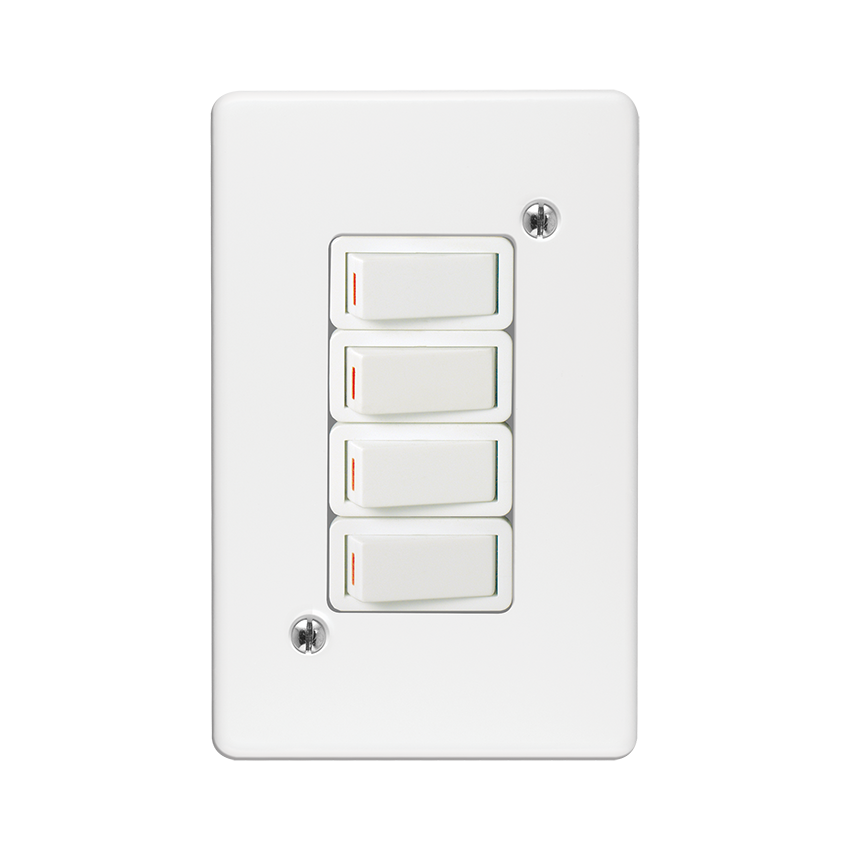 CRABTREE CLASSIC SWITCH +COV 4X2 4L 1W 20A STL WHT