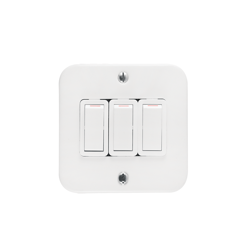 CRABTREE CLASSIC SWITCH IND 75X75 3L 1WAY STL WHT