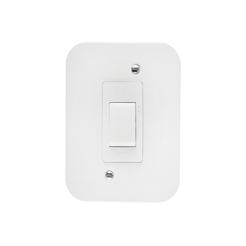 CRABTREE CLASSIC ISO IND 119X83 30A DP STL WHT