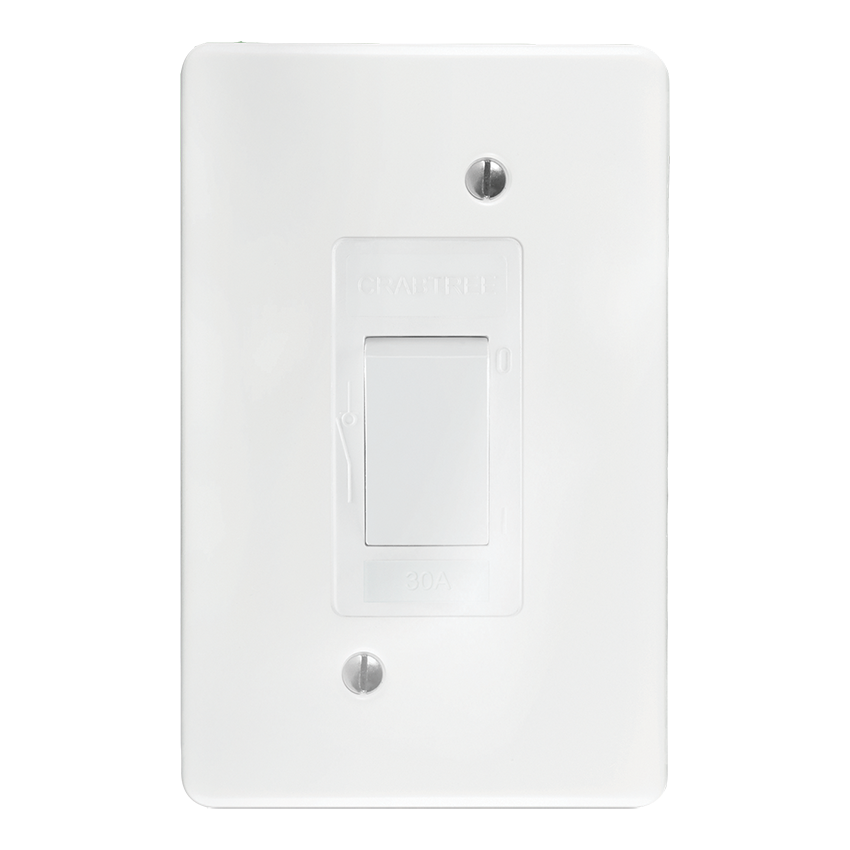 CRABTREE CLASSIC ISO+COVER 4X2 30A DP STL WHT