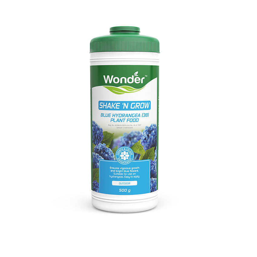 WONDER SHAKE AND GROW HYDRANGEA BLUE PLANT FOOD 500G