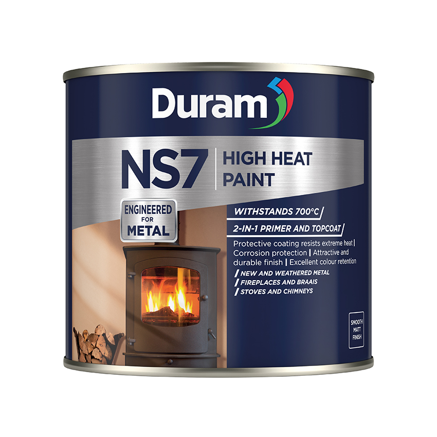 DURAM NS7 HEAT RESISTANT PAINT BLACK 500ML