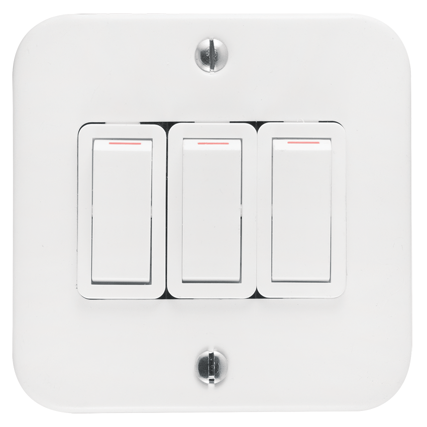 CRABTREE CLASSIC SWITCH IND 75X75 3L1W 20A STL WHT