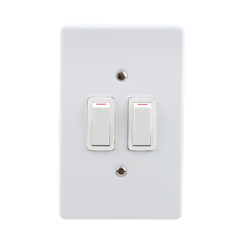CRABTREE CLASSIC SWITCH +COV 4X2 2L 1W 20A STL WHT