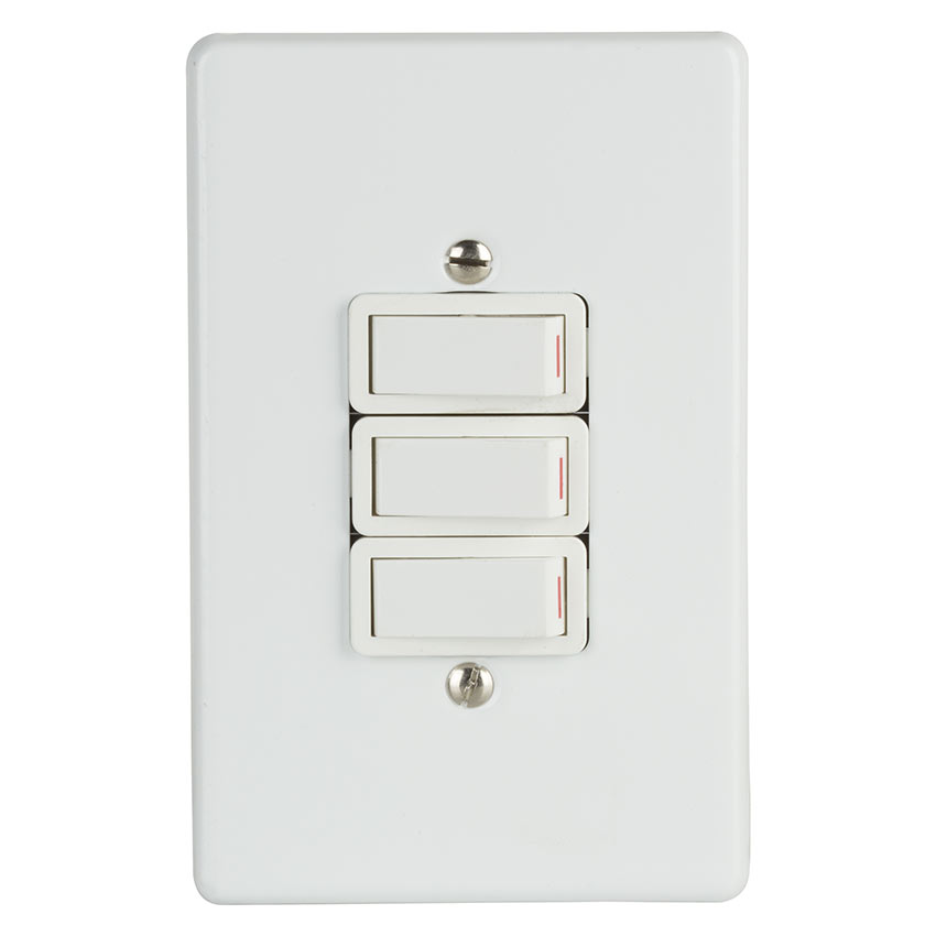 CRABTREE CLASSIC SWITCH +COV 4X2 3L 1W 20A STL WHT