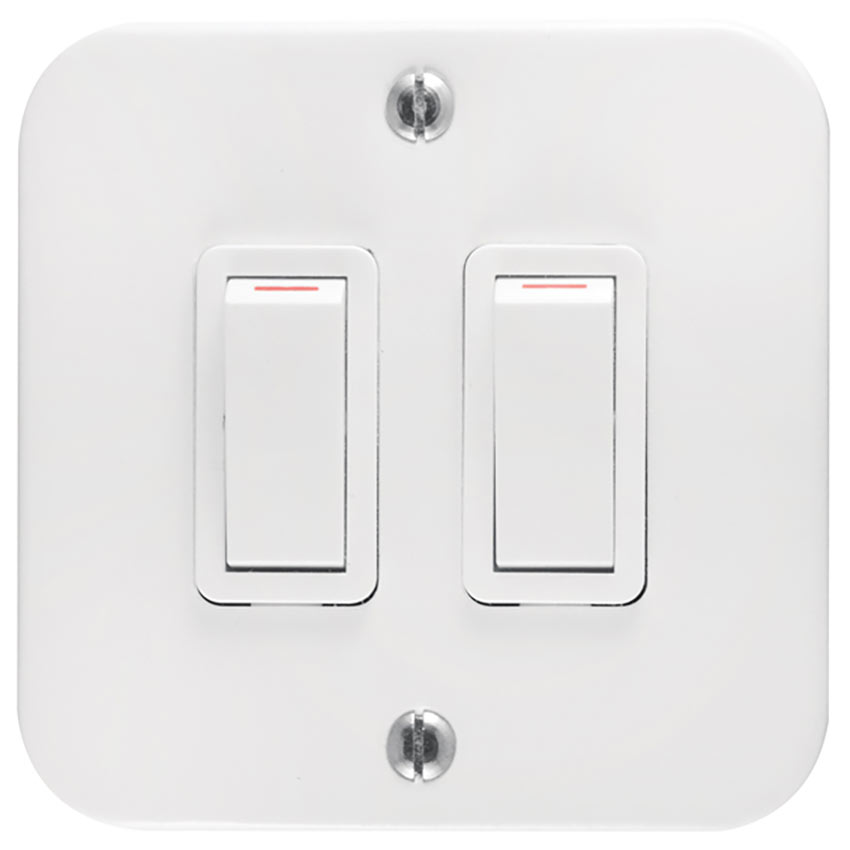 CRABTREE CLASSIC SWITCH IND 75X75 2L1W 20A STL WHT