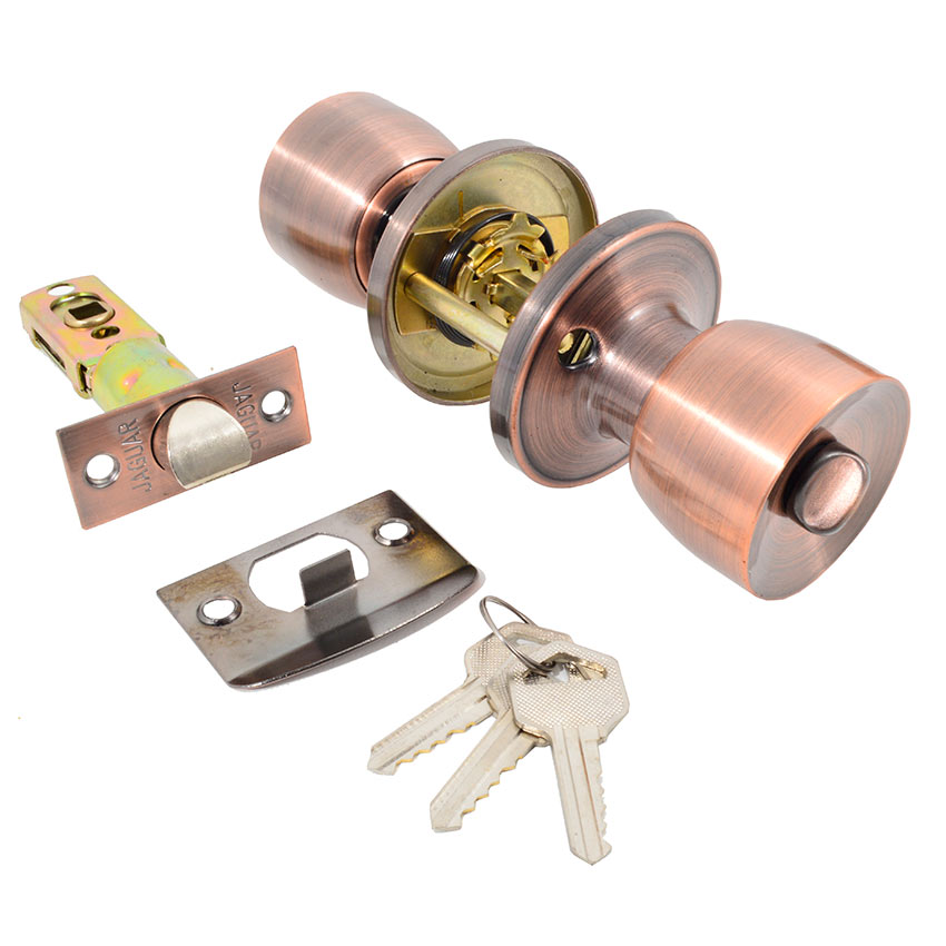 Jaguar Tulip Knoblock Door Lock - Antique Copper