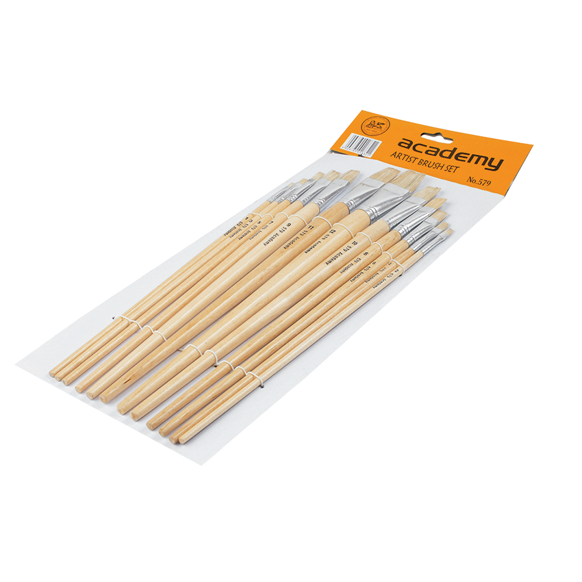 ACADEMY SOFT HAIR ARTIST BRUSH SET - FLAT - NO.1 TO 12