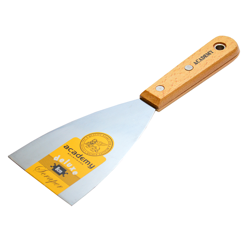 ACADEMY DELUXE SCRAPER WITH WOODEN HANDLE - 80MM