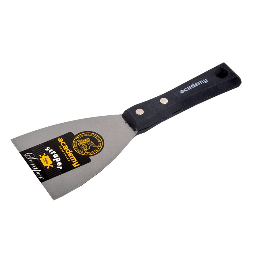 ACADEMY SCRAPER WITH BLACK PAINTED HANDLE - 80MM