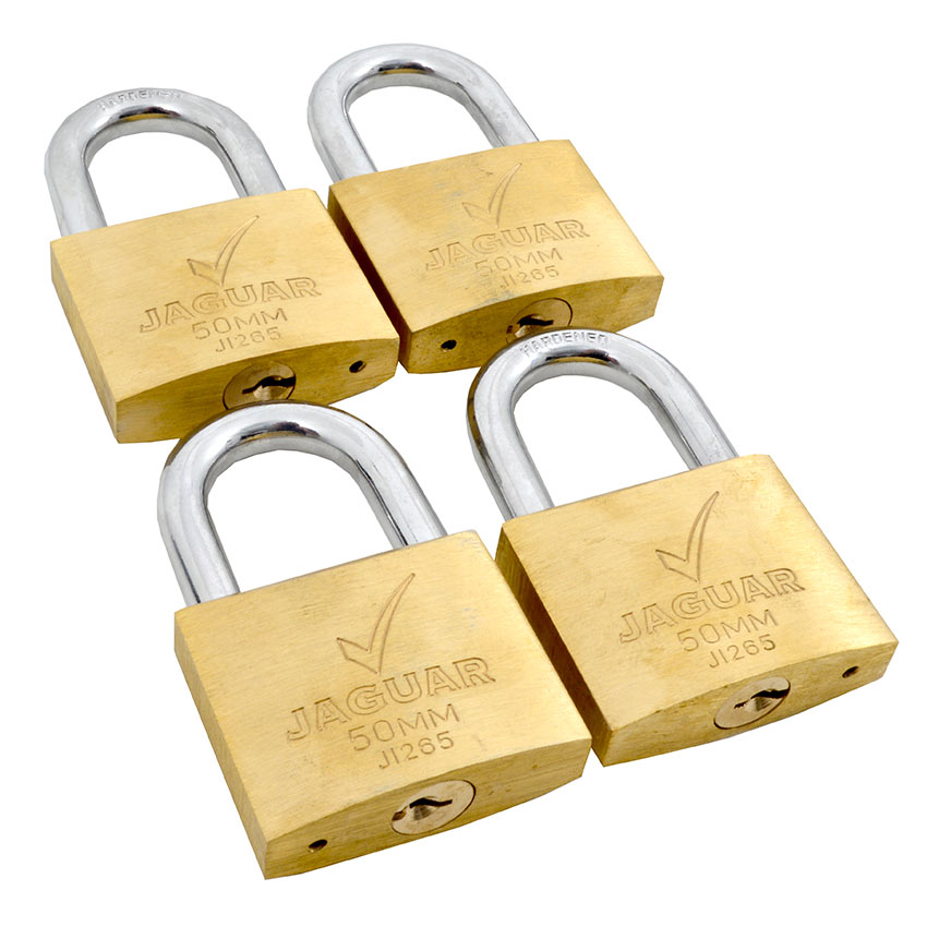 Jaguuar Brass Keyed Alike Padlock - 50mm - 4 Pack