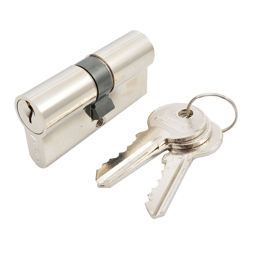 Jaguar Cylinder Lock - Euro Nickle Plated - 60mm