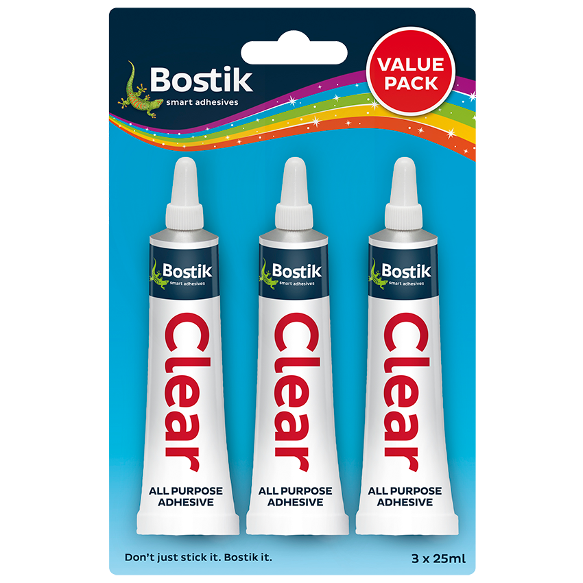 BOSTIK ADHESIVE CLEAR - 25ML VALUE PACK 3PACK