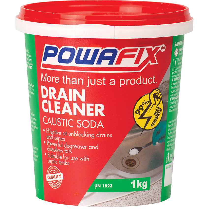 POWAFIX CAUSTIC SODA DRAIN CLEANER - 1KG