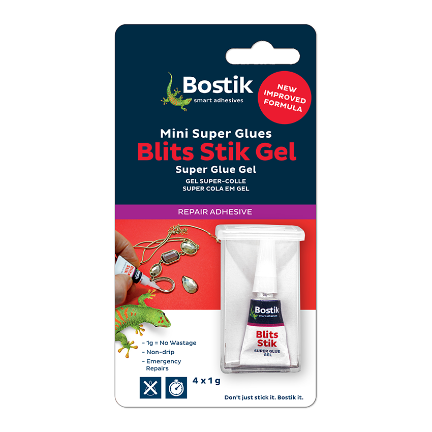 BOSTIK ADHESIVE BLITS STIK MINI SUPER GLUES 1G 4PK