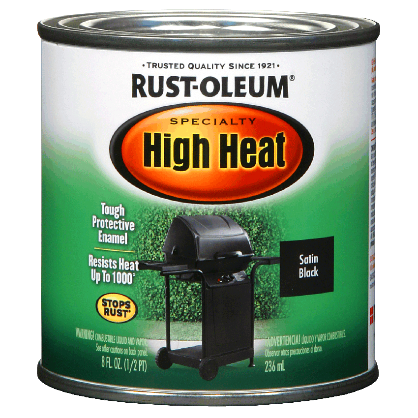 RUST-OLEUM HIGH HEAT BARBQUE BRUSH ON - 236ML - BLACK