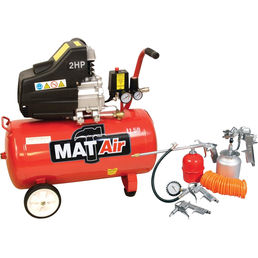 MATAIR COMPRESSOR 1.5KW/2HP 50L D/DRIVE 5PCE KIT