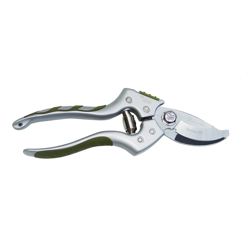 GRO ALUMINIUM FORGED BYPASS PRUNER - 20CM - SILVER/GREEN