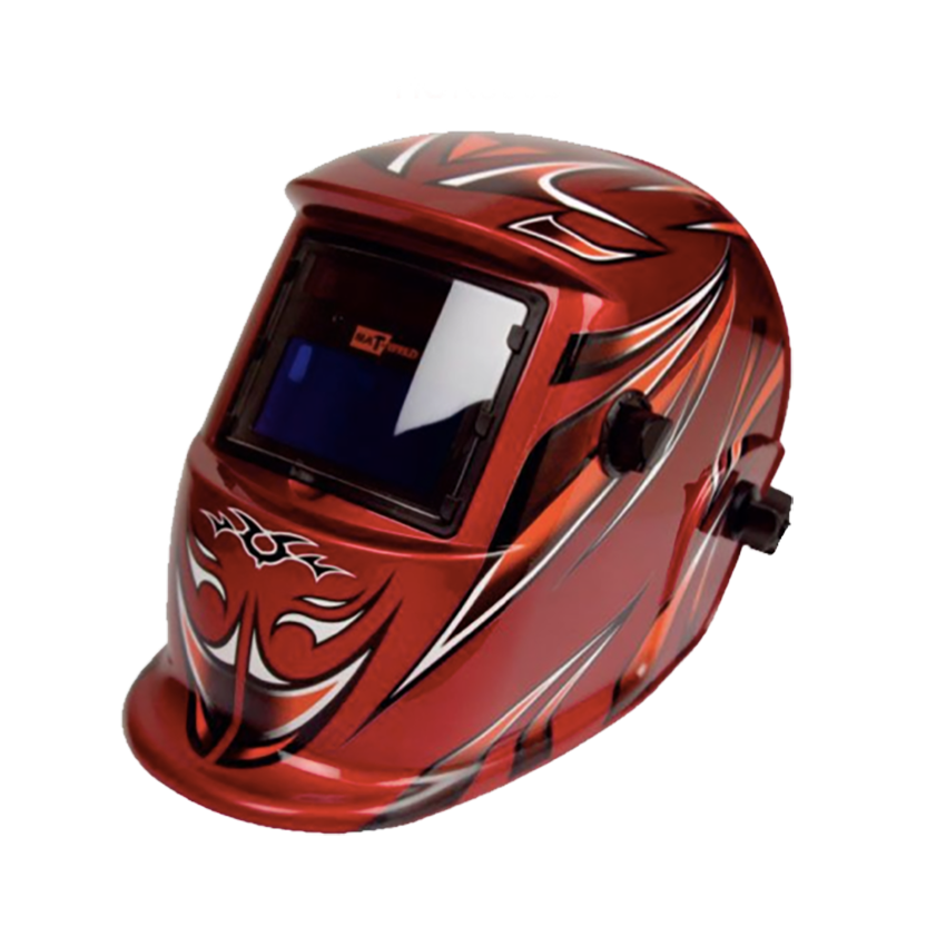MATWELD WELDING HELMET - AUTO DARKENING. ADJUSTABLE - RED