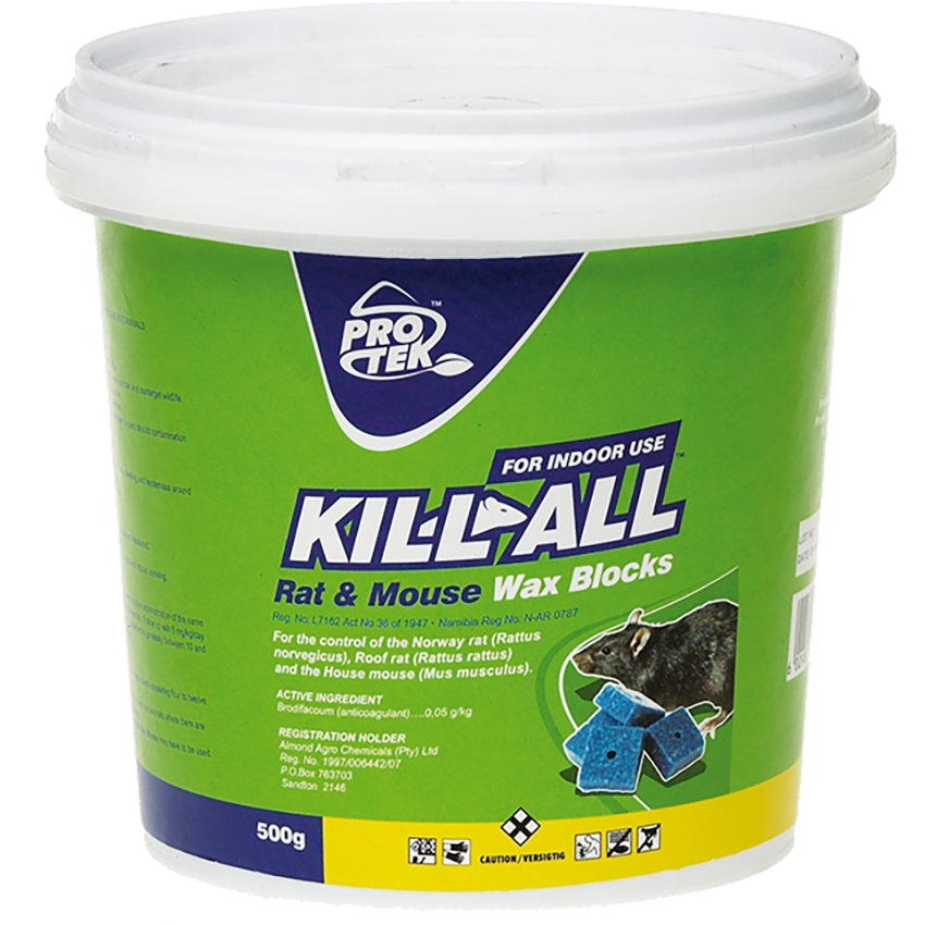 PROTEK RODENTICIDE KILL ALL WAX BLOCKS - 500G