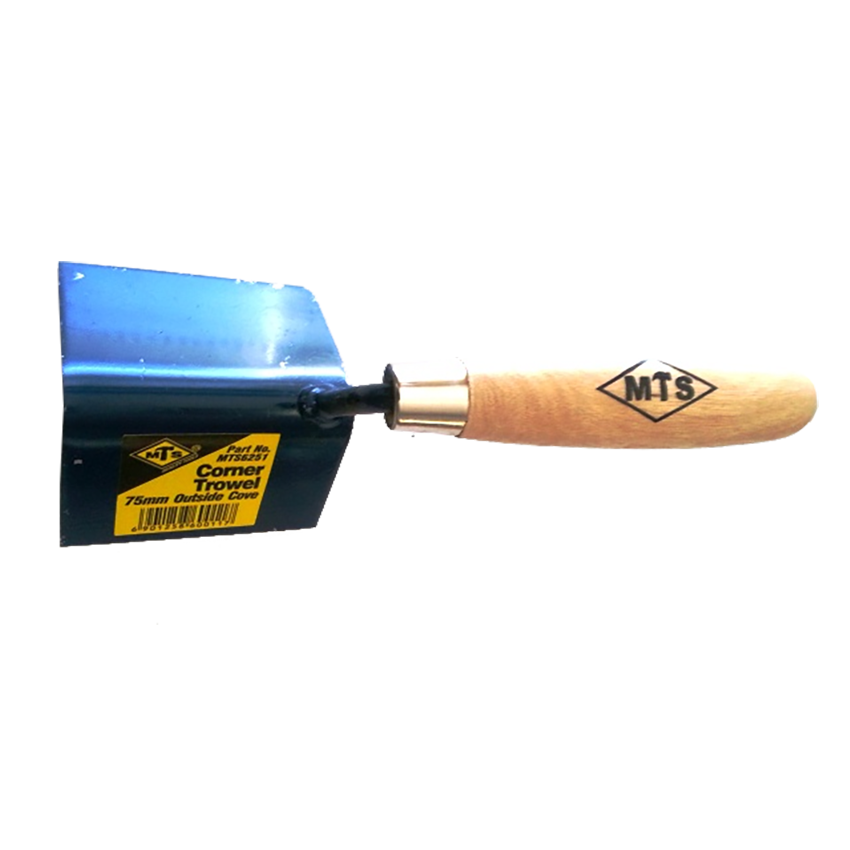 MTS CORNER TROWEL - OUTSIDE COVE - WITH WOODEN HANDLE - 75MM