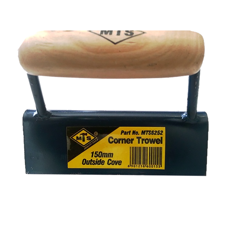 MTS CORNER TROWEL - OUTSIDE COVE - WITH WOODEN HANDLE - 150MM