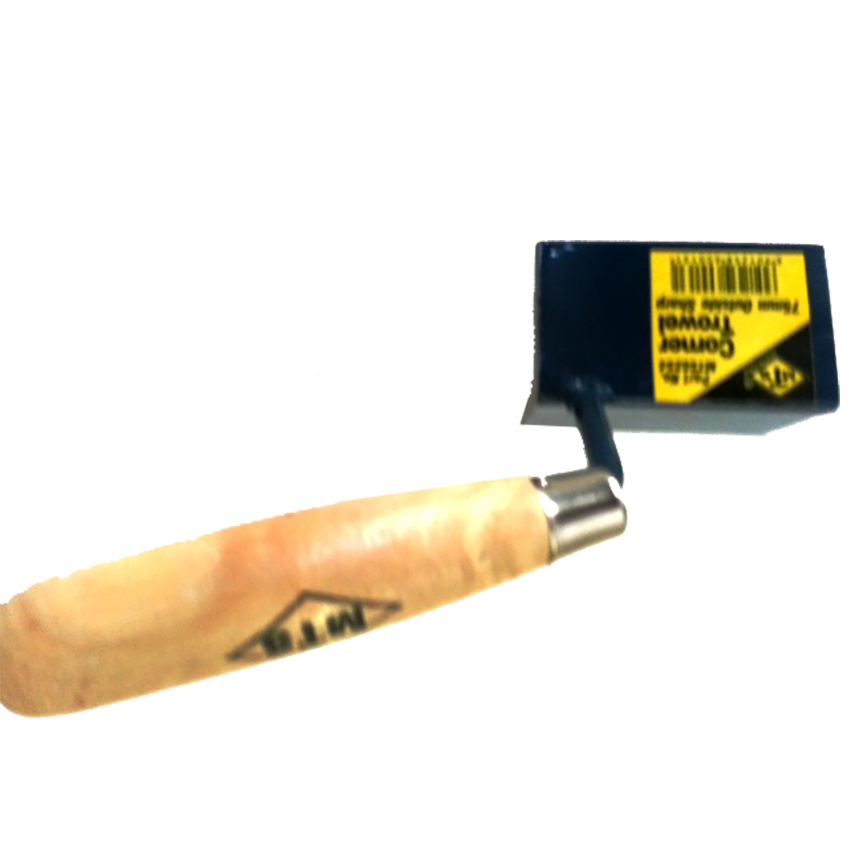MTS CORNER TROWEL - OUTSIDE SHARP - WITH WOODEN HANDLE - 75MM