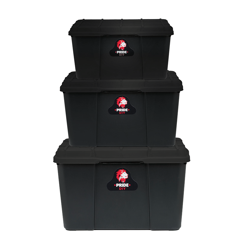 PRIDE 3 PIECE STORAGE BOXES - FULL BLACK