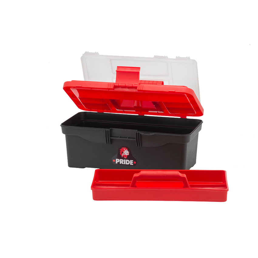PRIDE PLASTIC TOOLBOX - RED/BLACK - 32CM