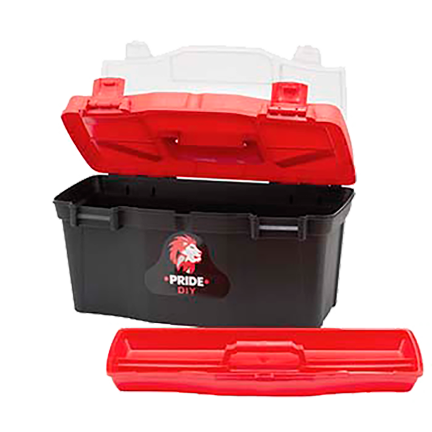 PRIDE PLASTIC TOOLBOX - RED/BLACK - 50CM