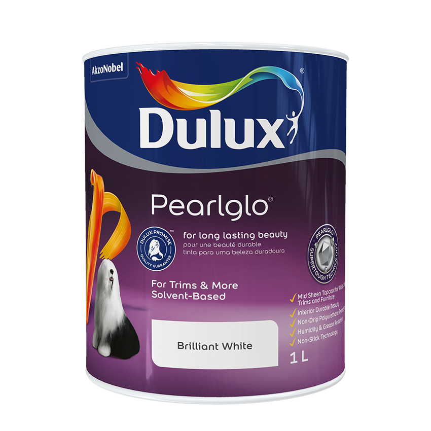 Dulux Pearlglo Solvent Based - 1L - Brilliant White