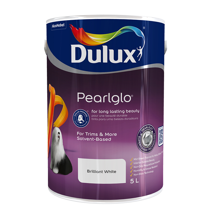 Dulux Pearlglo Solvent Based - 5L - Brilliant White