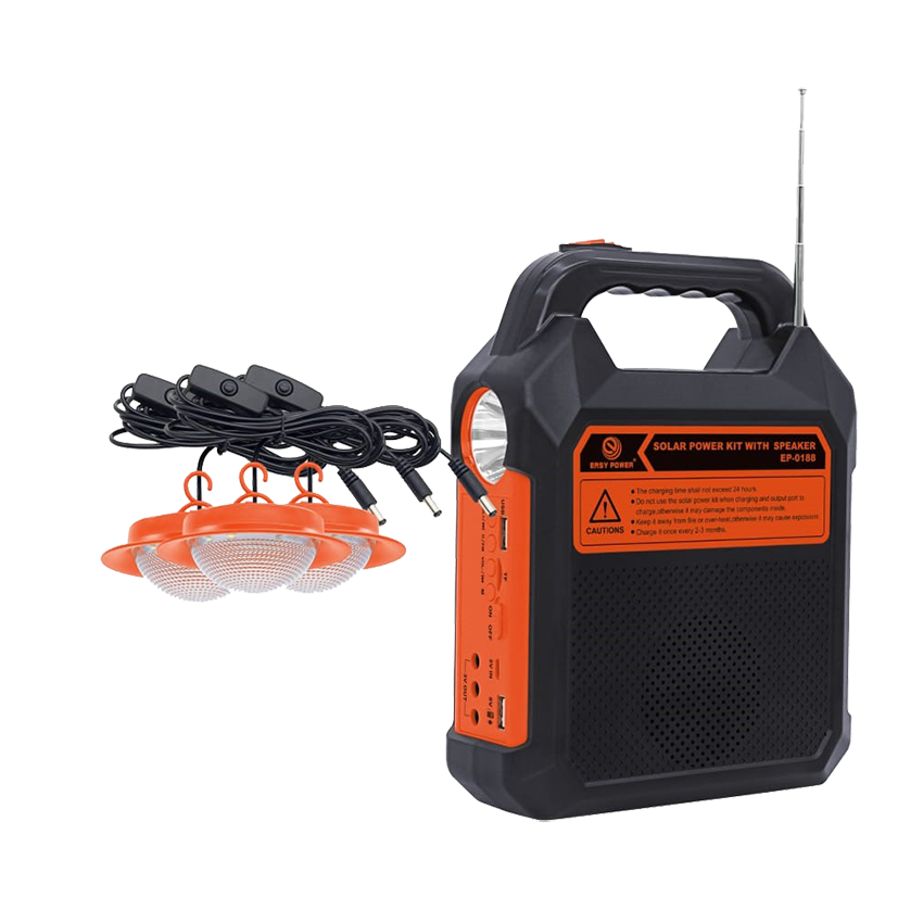 Solarfirst Portable Generator with 3 Bulbs - BLUETOOTH Radio & MP3 Player