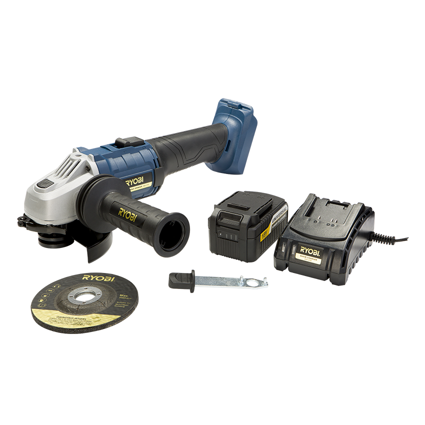 RYOBI 18V LI-ION ANGLE GRINDER KIT 115MM WITH BATTERY & CHARGER