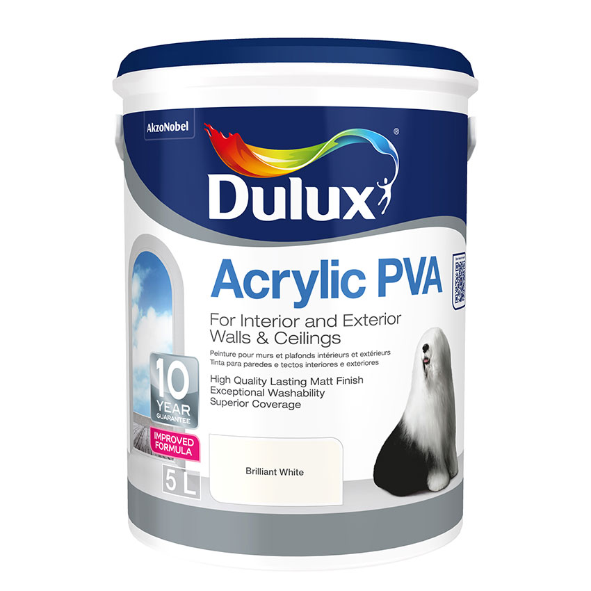 Dulux Acrylic PVA - 5L - Brilliant White