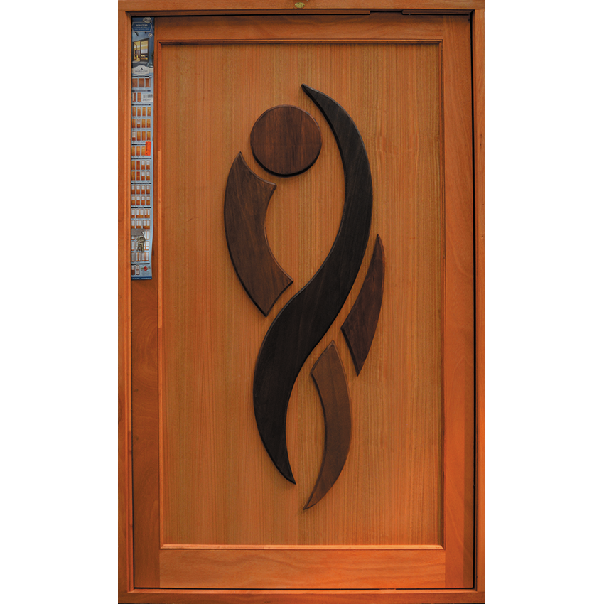 Swartland Pivot Door in Frame- Dancer, hung in frame fully assembled