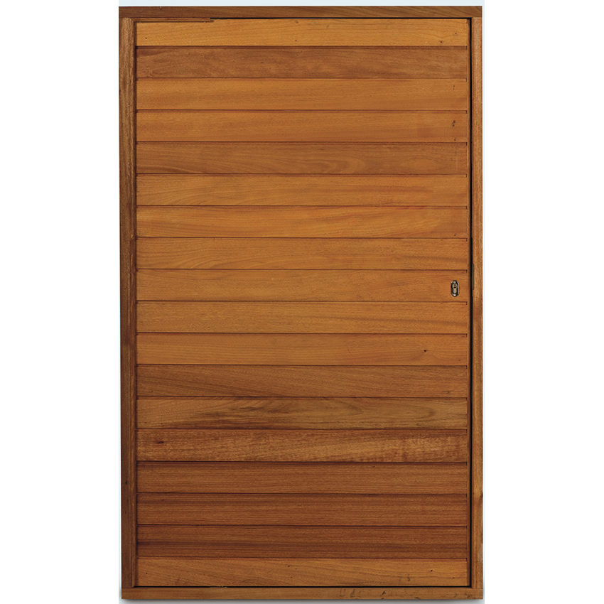 Swartland Pivot Door In Frame -Horizontal Slatted, hung in frame & assembled