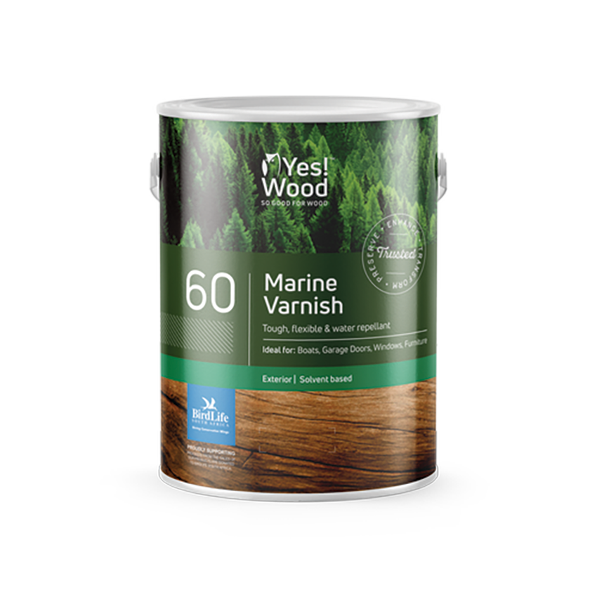 YES WOOD 60 MARINE VARNISH GLOSS INT/EXT CLEAR 5L