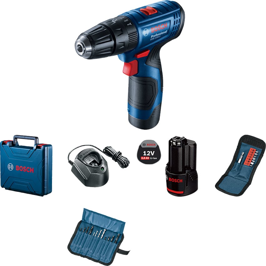 BOSCH IMPACT DRILL 12V 2X 2.0AH GSB 120-LI 23 ACC