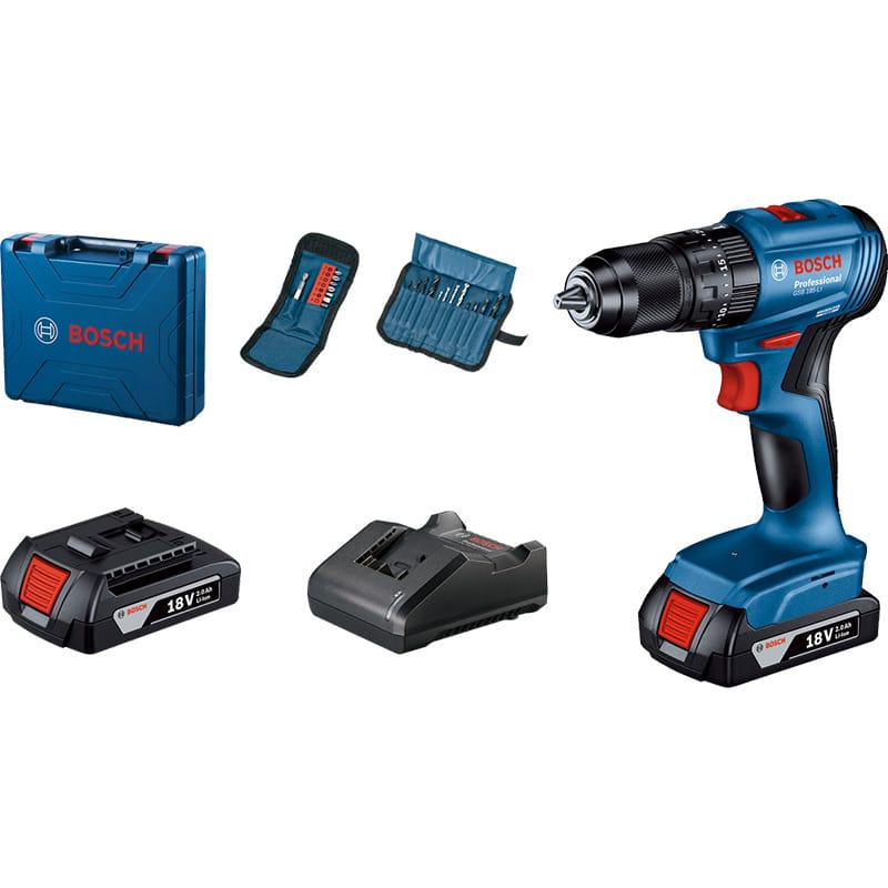 BOSCH IMPACT DRILL GSB 185-LI + ACC 2X 2.0AH 18V