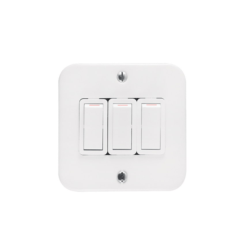 CRABTREE CLASSIC SWITCH IND 75X75 3L 1WAY STL WHT