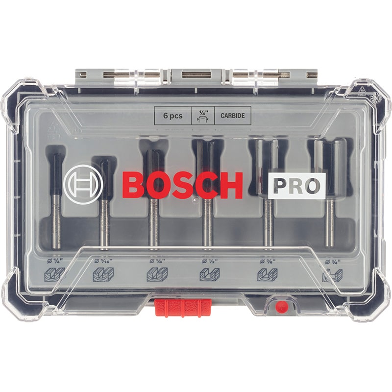 BOSCH BIT ROUTER STRAIGHT 1/4IN SET 6PCE