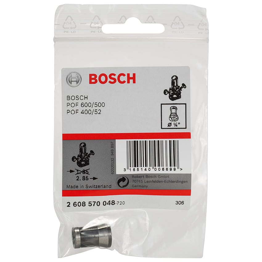 BOSCH COLLET WITHOUT LOCKING NUT 1/4INCH