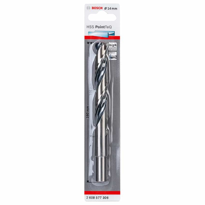 BOSCH BIT DRILL HSS POINTTEQ METAL 14.0MM R/SHANK