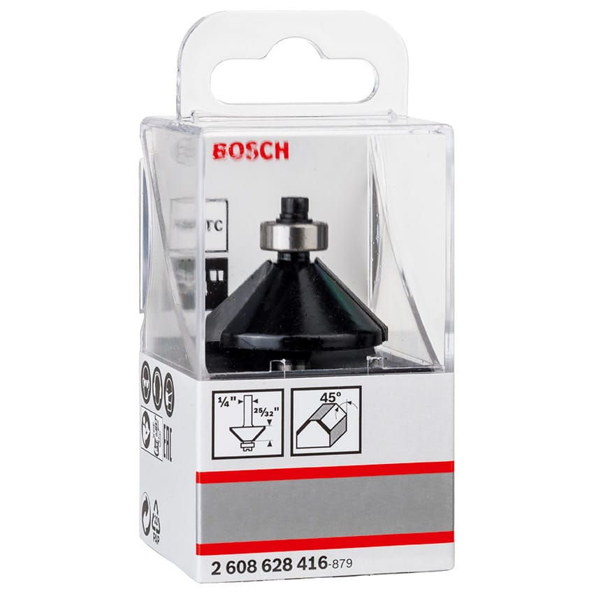 BOSCH BIT ROUTER CHAMFER 1/4IN 34.9X14.6XMM