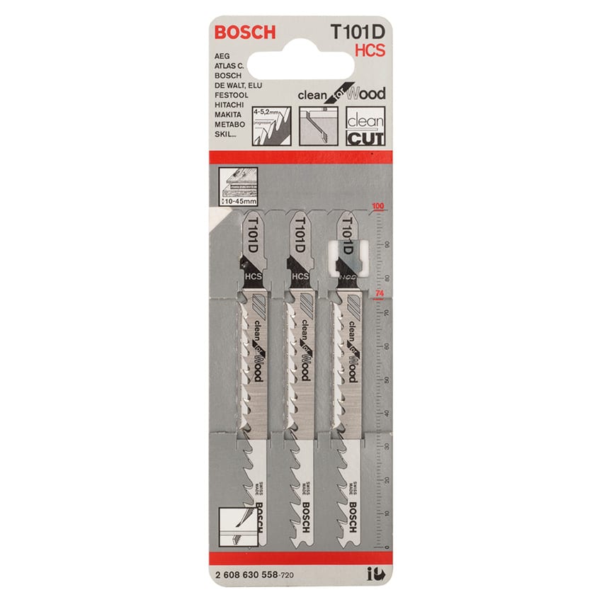 BOSCH BLADE JIGSAW HCS WOOD T 101 D CLEAN 3PK