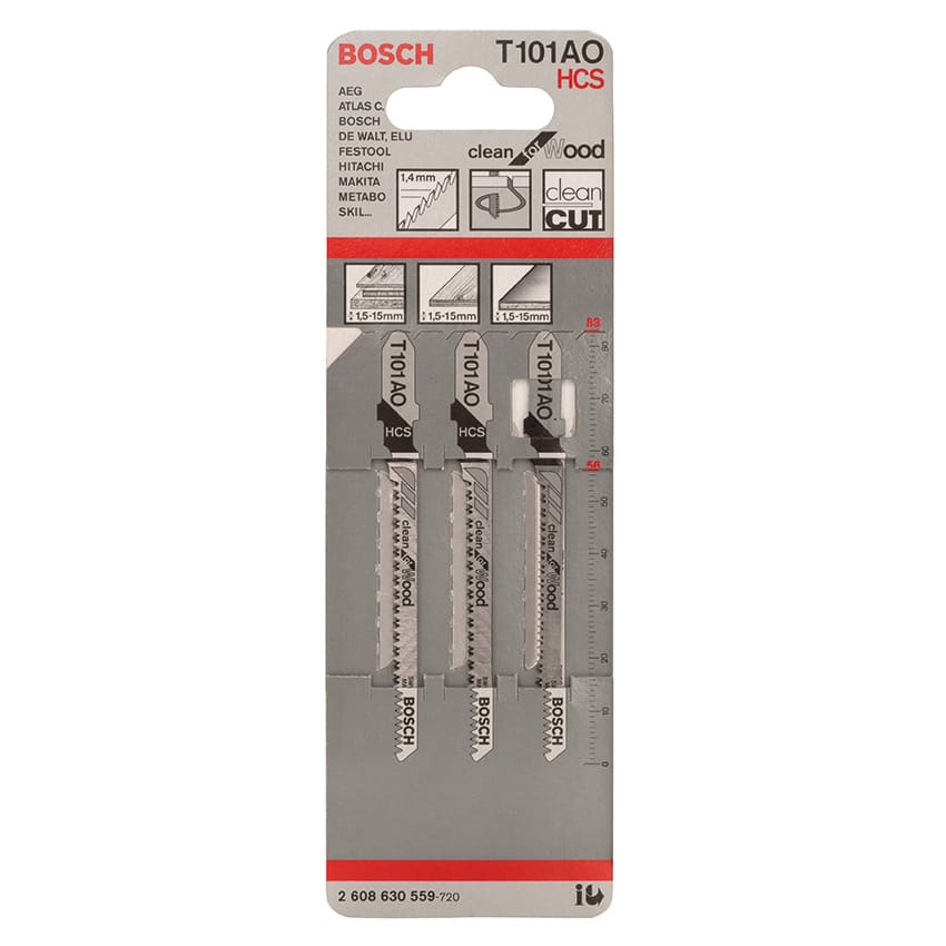 BOSCH BLADE JIGSAW HCS WOOD T 101 AO CLEAN 3PK