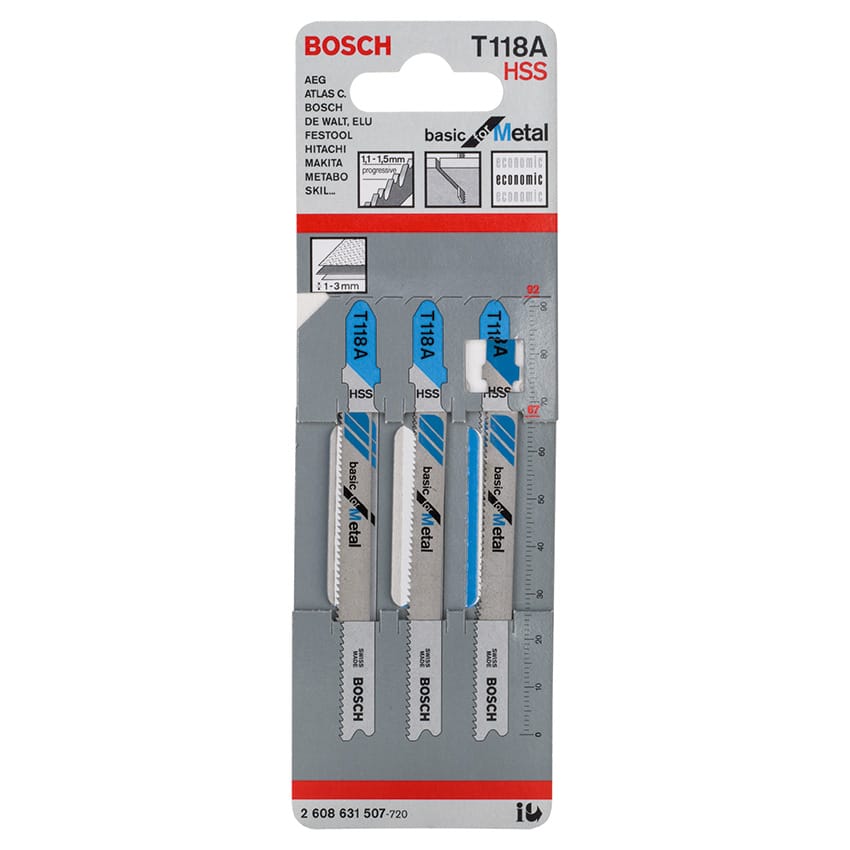 BOSCH BLADE JIGSAW HSS METAL T 118 A BASIC 3PK