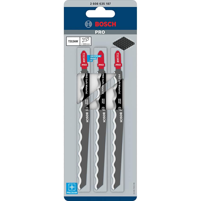 BOSCH BLADE JIGSAW HCS SOFT T 313 AW PERCISION 3PK